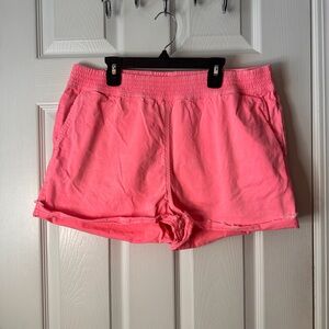 Vineyard Vines Pink Cotton Athletic Shorts Elastic Waist Pockets Women’s Size L